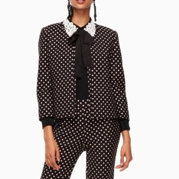 Kate Spade Blazer Diamond Jacquard Textured Jacket, Size 16 New w/Tag $348 - Picture 2 of 9